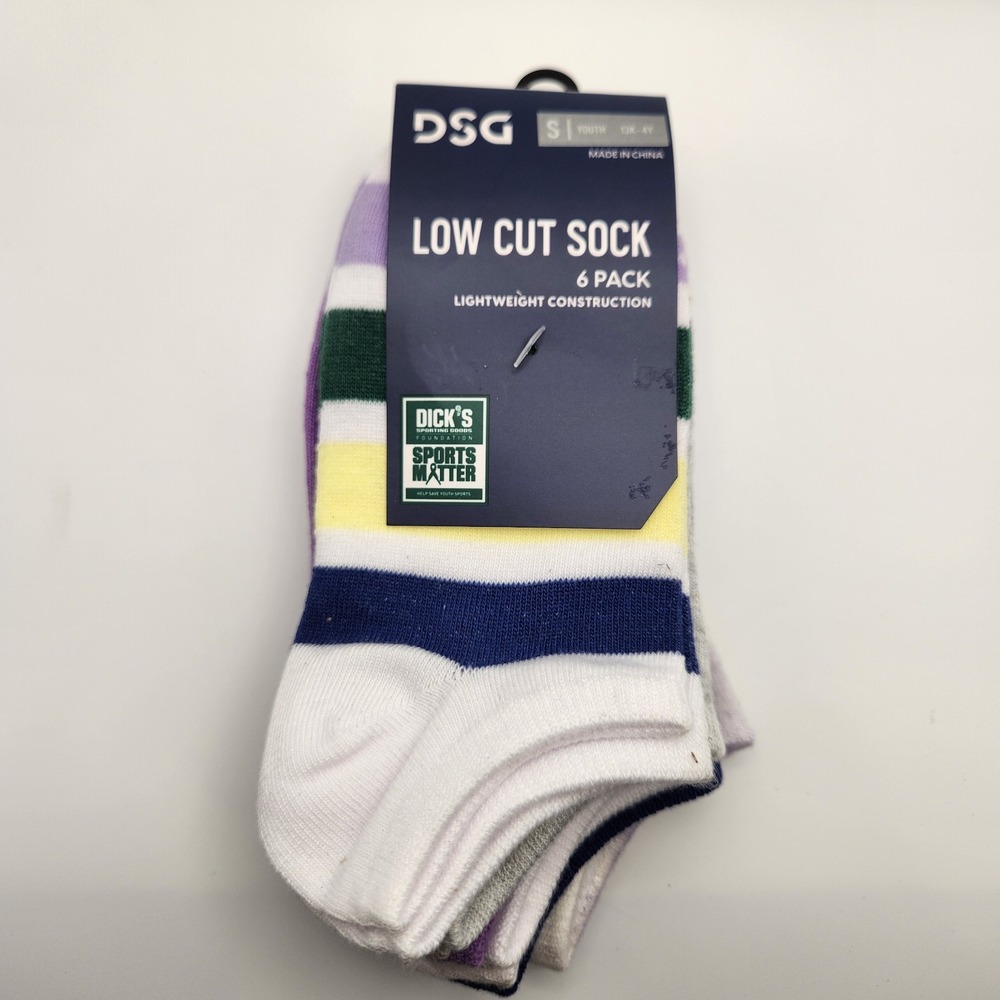 DSG Youth Low Cut Socks Youth Small 6 Pairs 13K-4Y Multicolor NWT